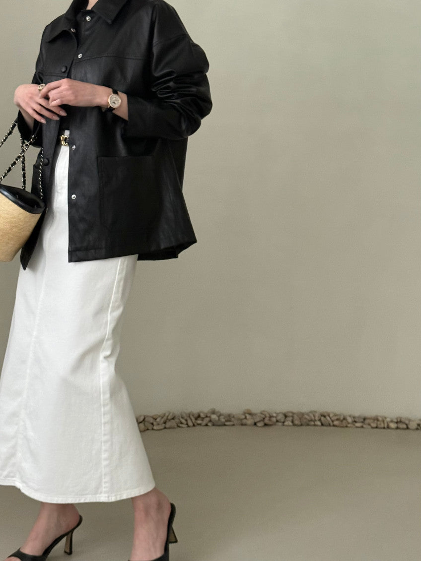 Faux Leather Half Jacket
