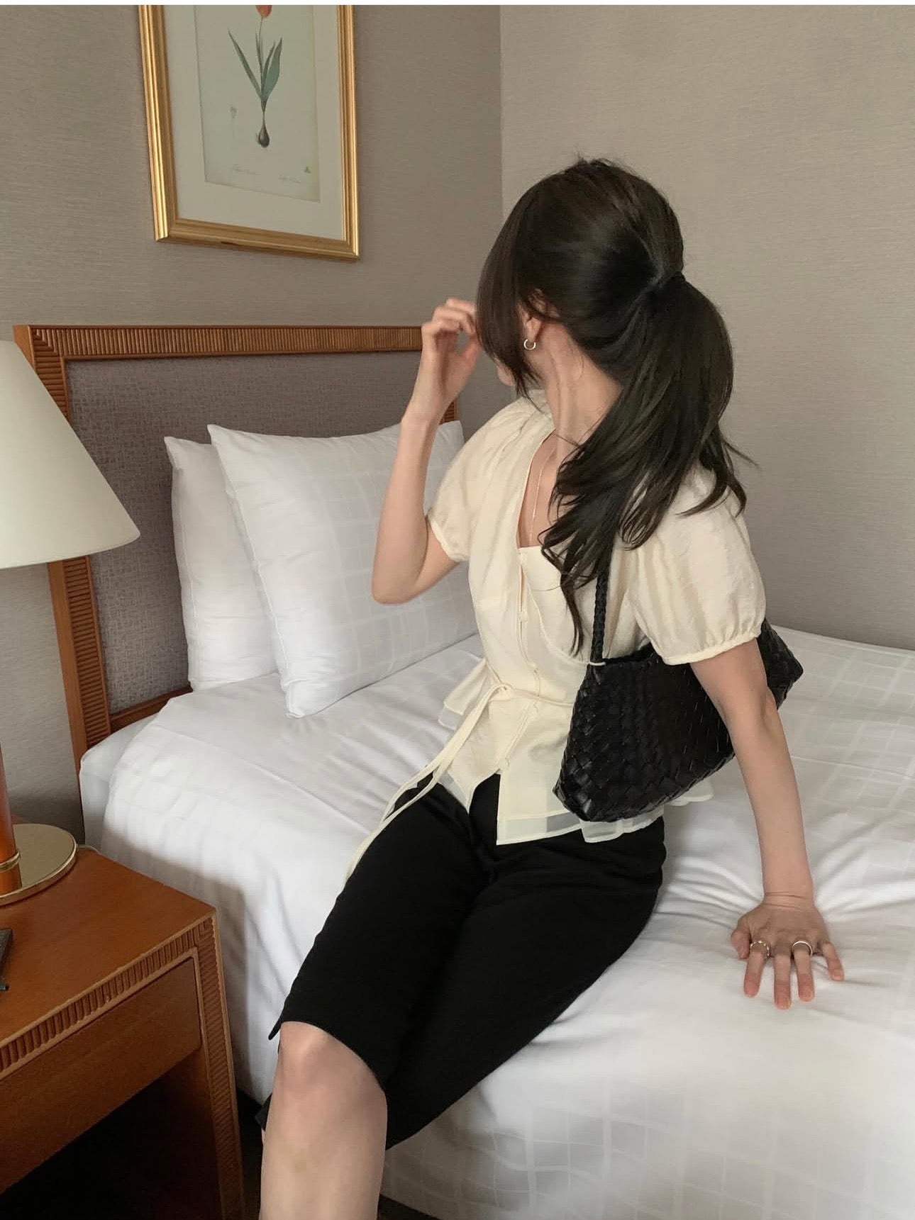 * Half Sleeve Shirring Blouse