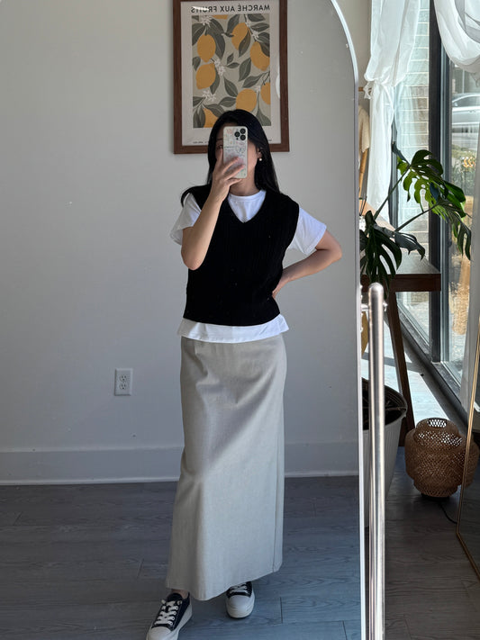 Cable Vneck Vest(~9/30) - AdoreMeU