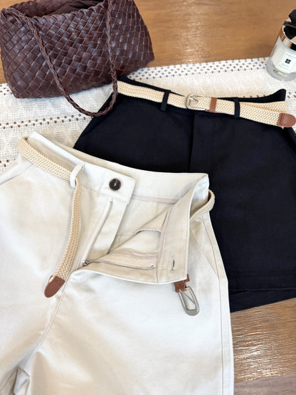 Cotton Twill Shorts w/ Belt
