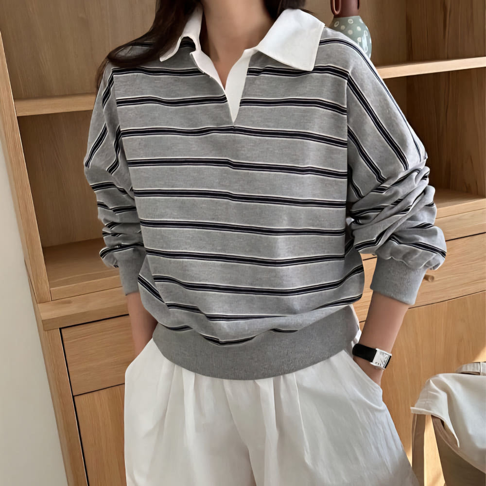 Striped Collar Sweatshirt(~10/17)