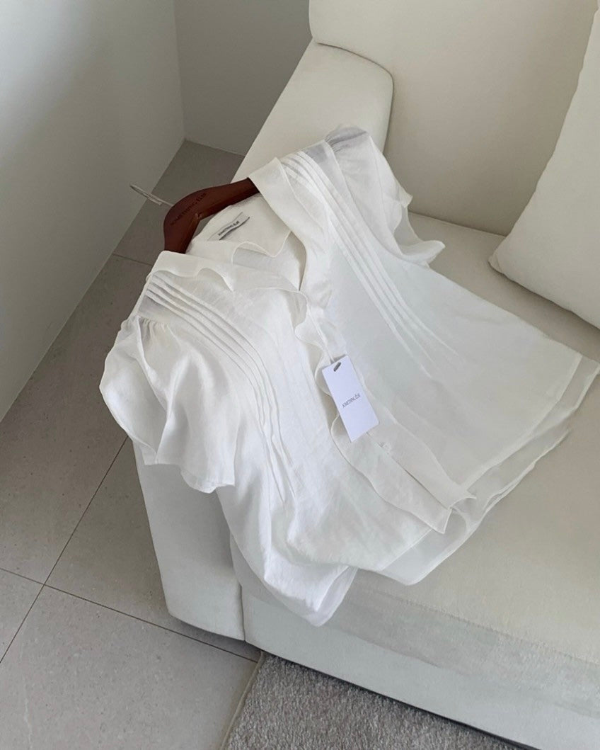 * Mori Pintuck Frill Blouse