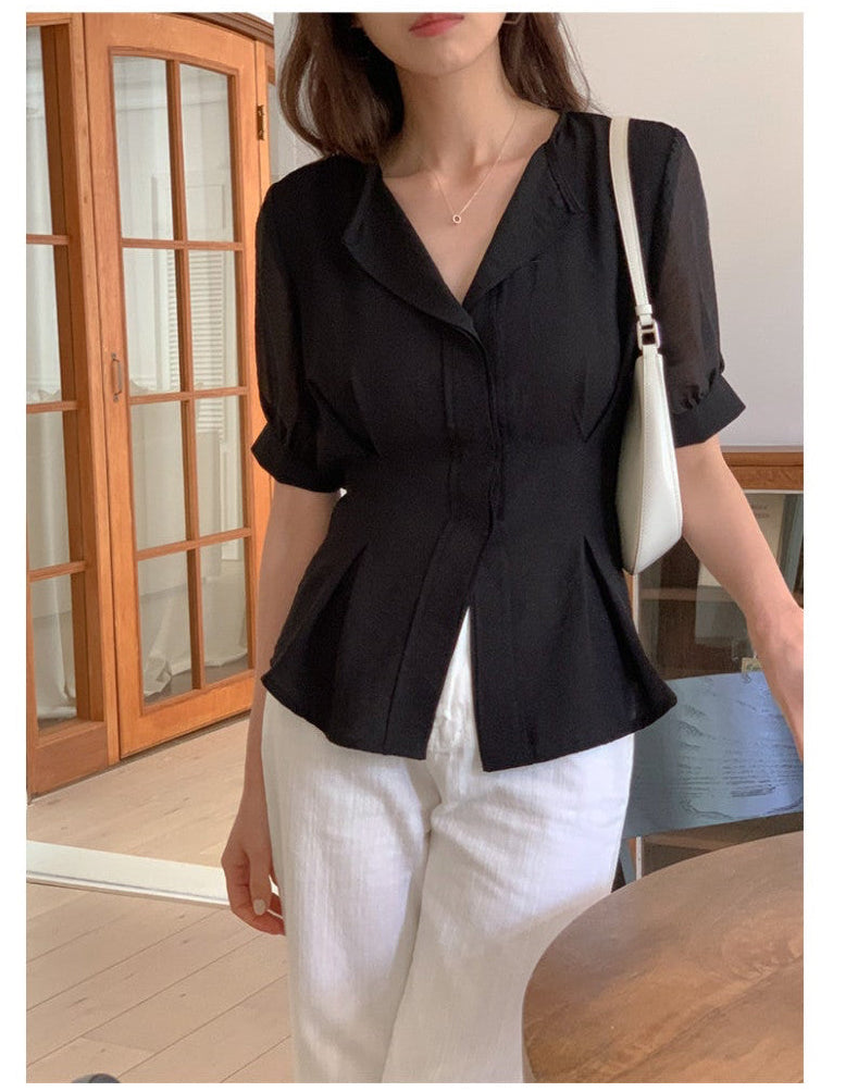 *Slim Pintuck Summer Blouse