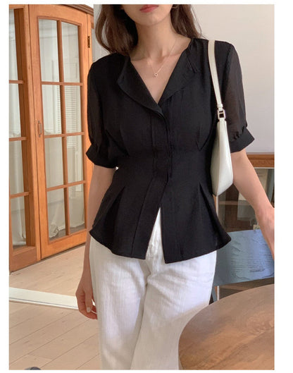 *Slim Pintuck Summer Blouse