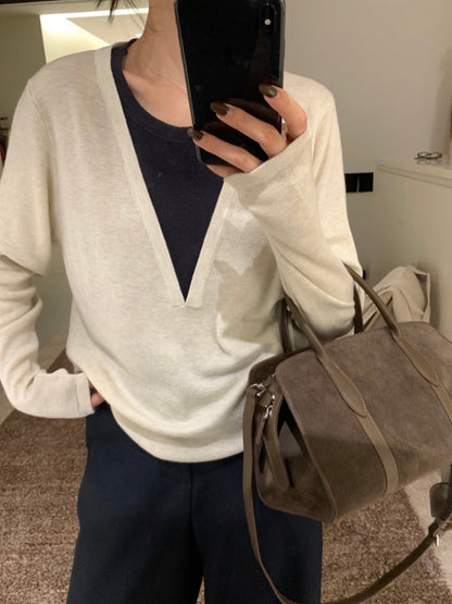 *   Layered V-Neck Knit