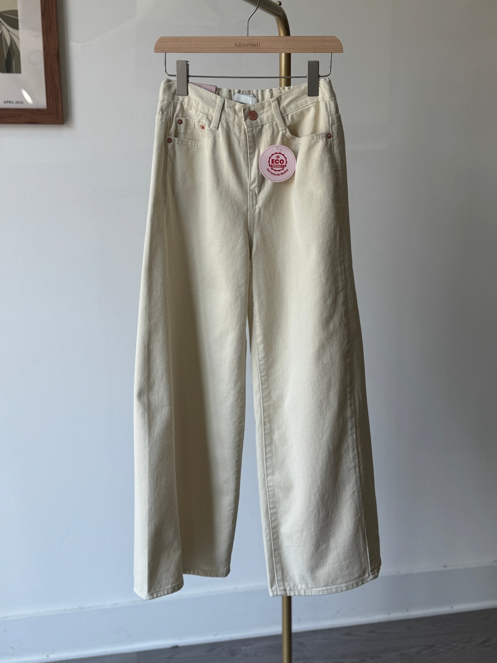 White Cotton Wide Denim - AdoreMeU