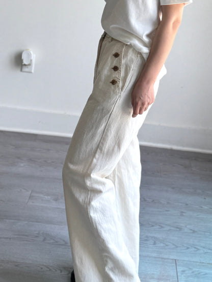 Three Button Ivory Pants - AdoreMeU