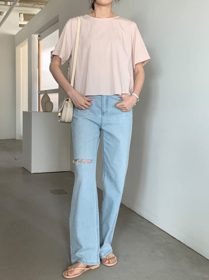 *    Back Ribbon Soft Blouse