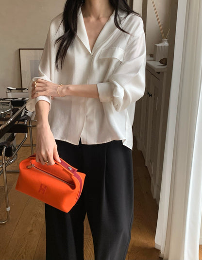 *실키 포켓 블라우스