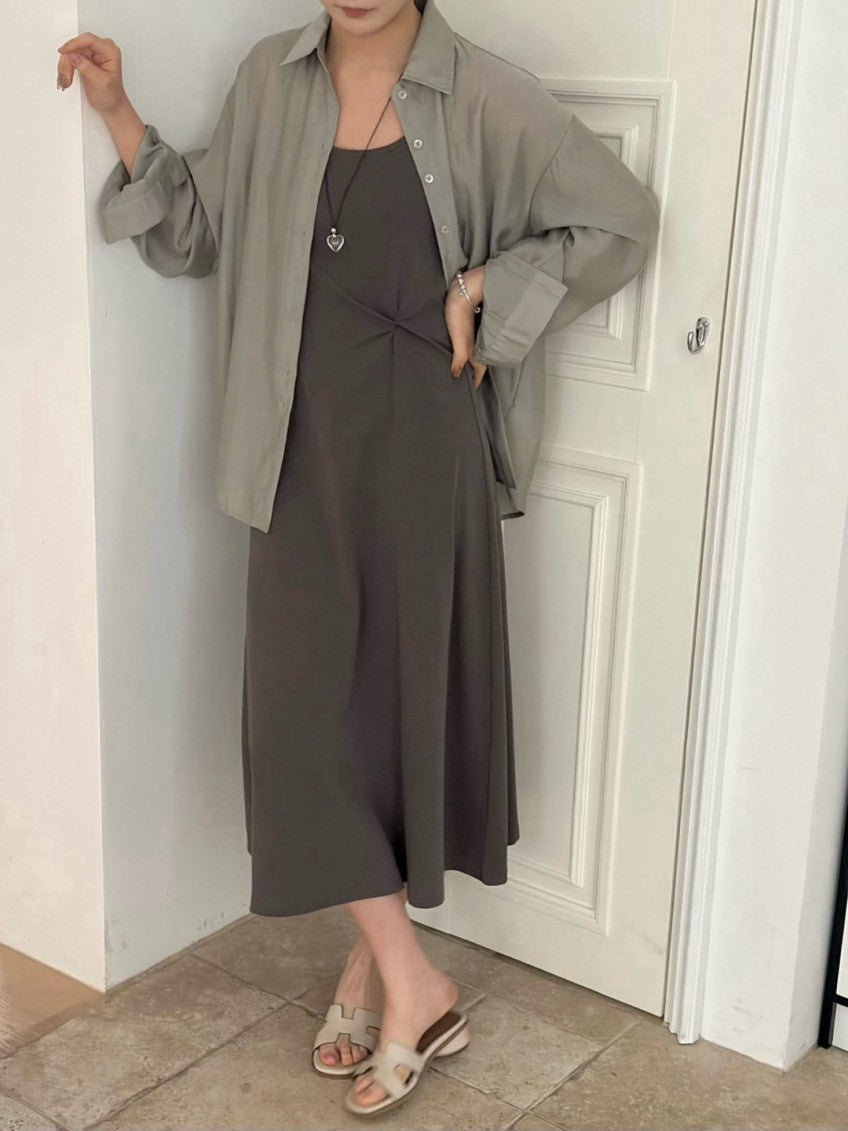 * Back Ribbon Shirt & Dress Set