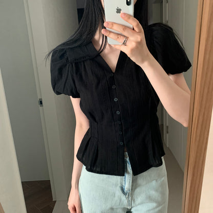 * Cotton Lace Puff Blouse