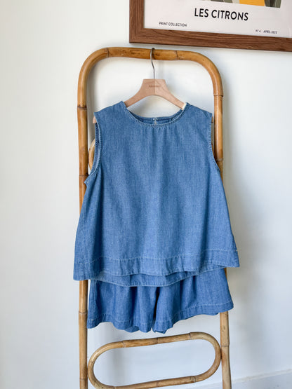 A-Line Tank & Soft Denim Shorts Set - AdoreMeU