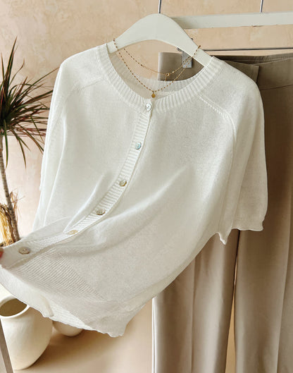 * Linen Raglan Knit Cardigan