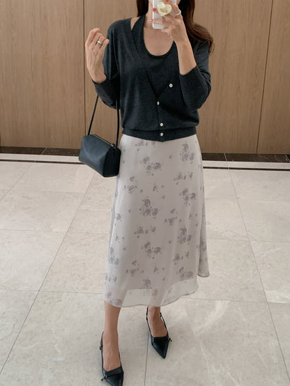 * Floral Midi Skirt