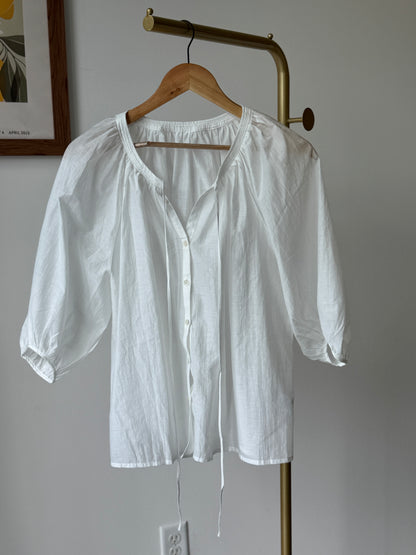 Tie-Neck Balloon Sleeve Blouse(~9/8)
