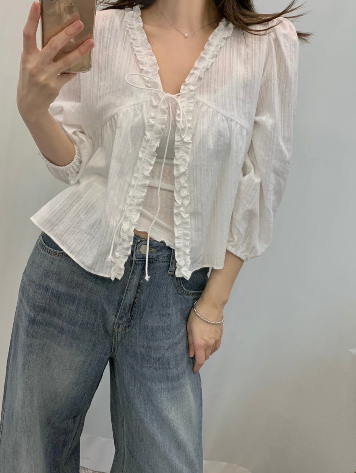 *Lovely Ruffle Cardigan Blouse