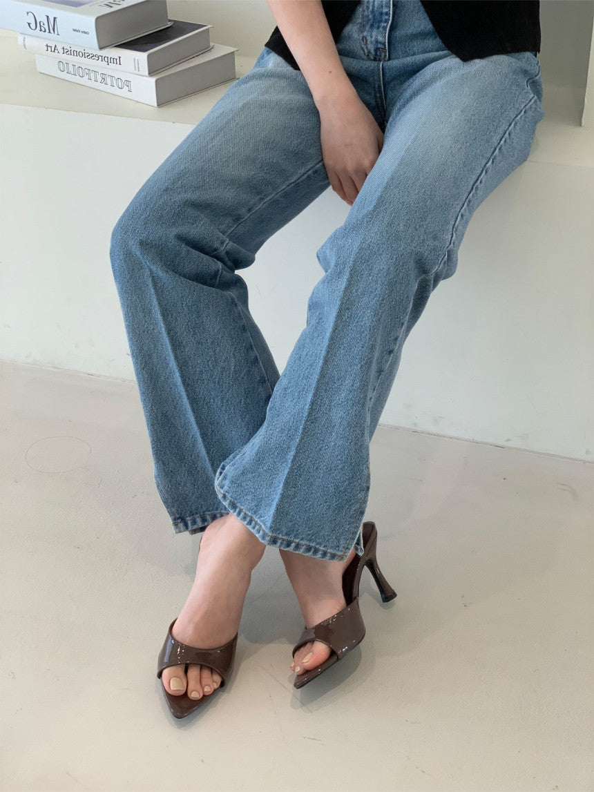 * Open-toe high heels(소가죽)