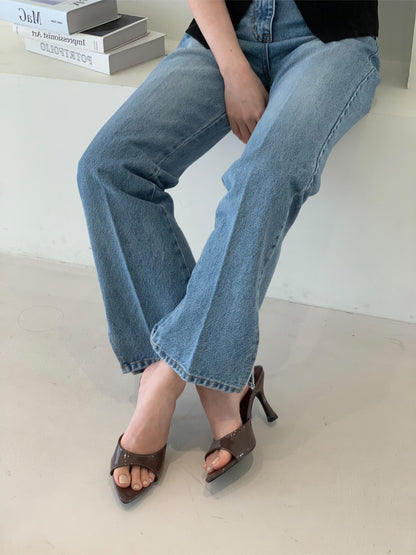 * Open-toe high heels(소가죽)