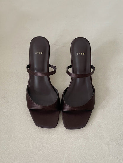 *Simple Satin Toe-Open Mule Heels