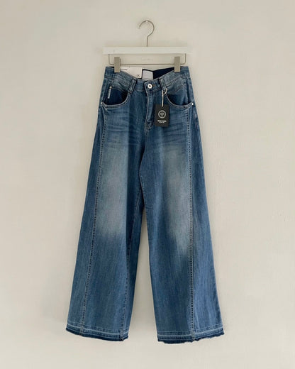 Banding Wide Denim (Medium Wash )