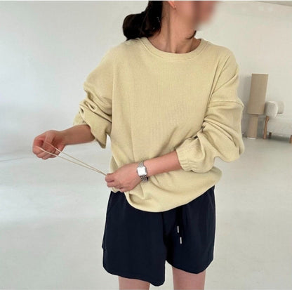 * Waffle Drawstring Sweatshirt