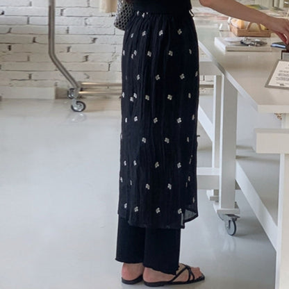 *Floral Embroidered Chiffon Skirt