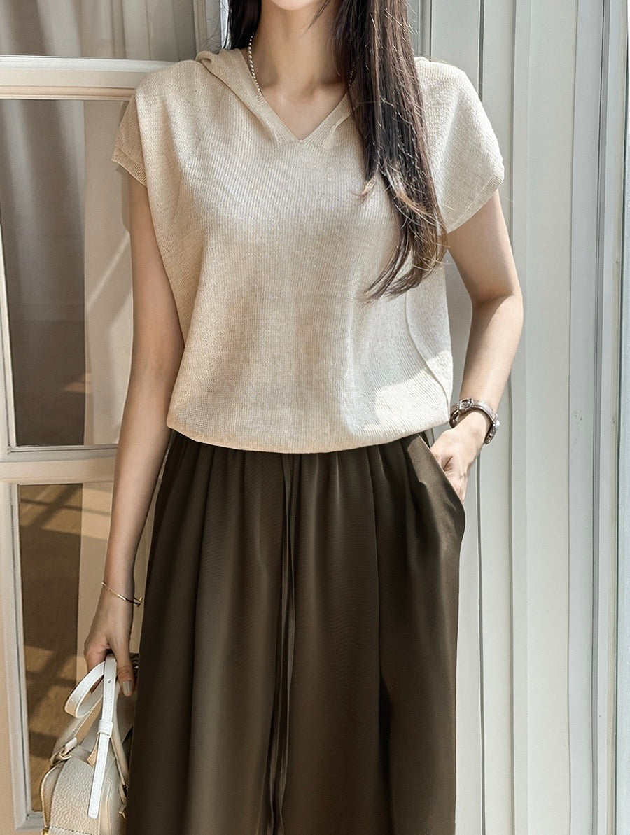 Hood Linen Knit Top (~7/31)