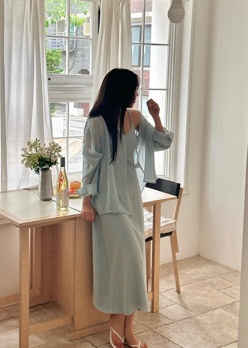 * Back Ribbon Shirt & Dress Set
