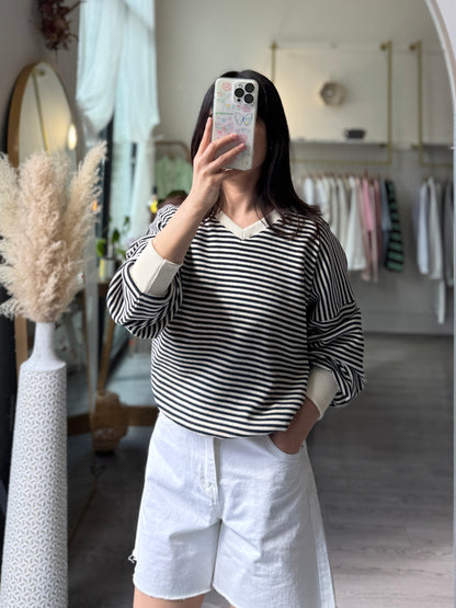 V Neck Stripe MTM - AdoreMeU