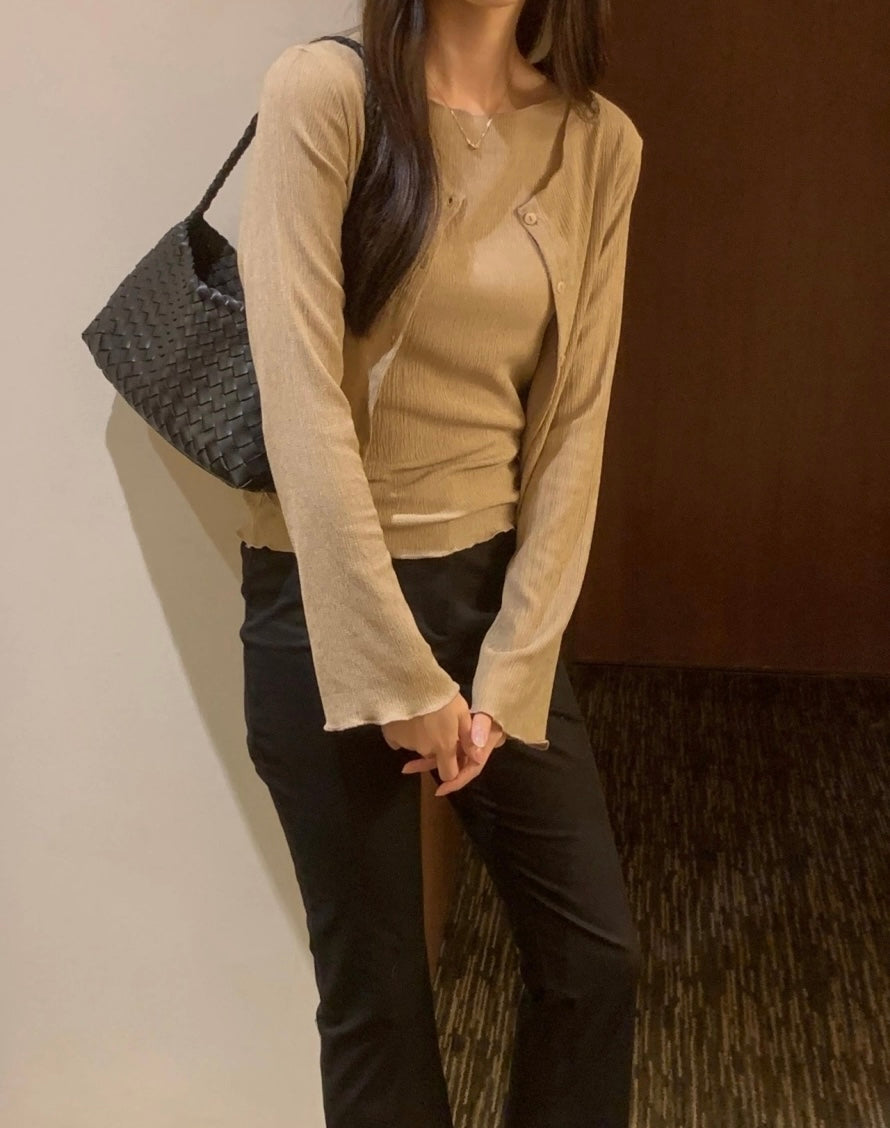 *Pleated Tank & Cardigan Set