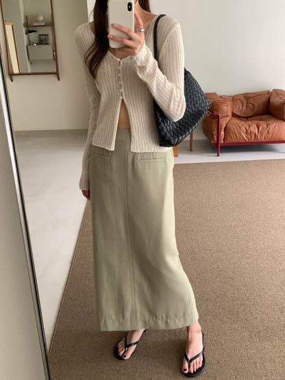 * Linen Blend Skirt