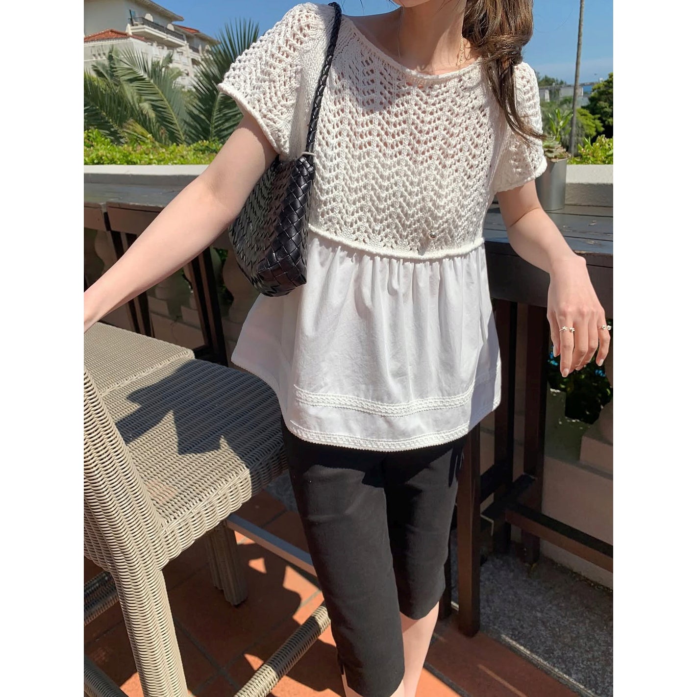 *Layered Crochet Knit Top