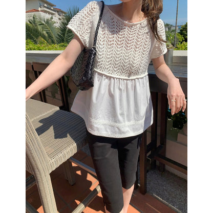 *Layered Crochet Knit Top