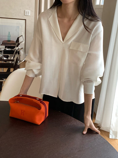 *실키 포켓 블라우스