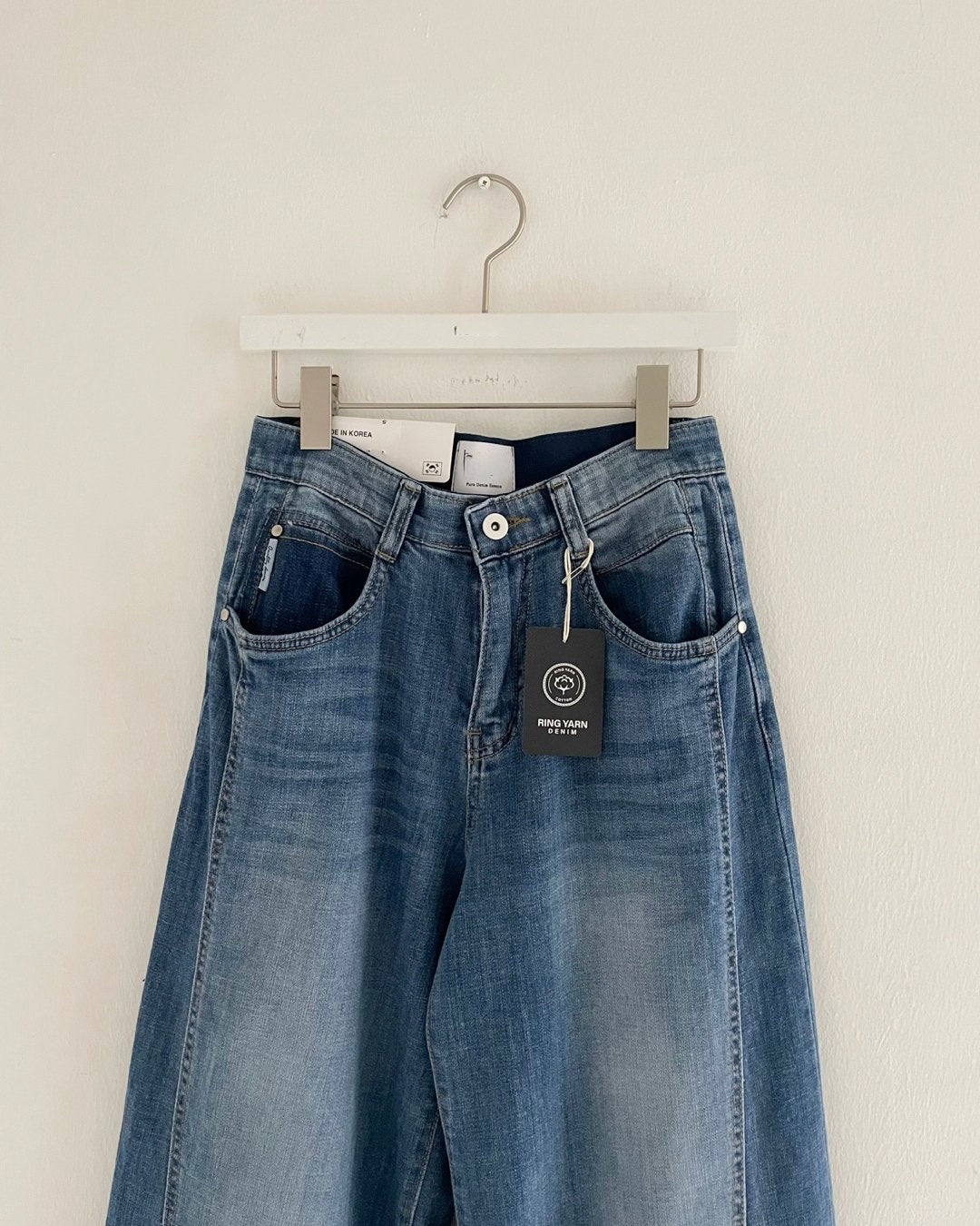 Banding Wide Denim (Medium Wash )