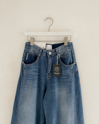 Banding Wide Denim (Medium Wash )