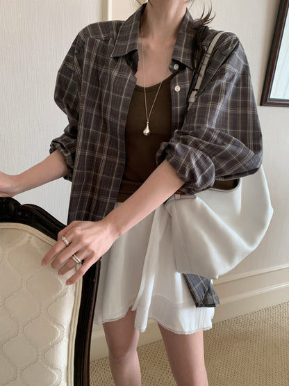 * Autumn Check Oversized Shirt