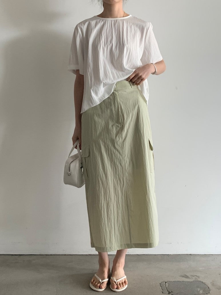 *    Back Ribbon Soft Blouse