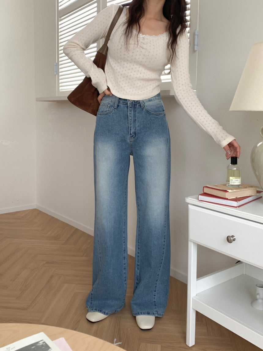 * light blue semi-wide denim