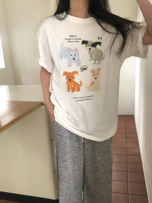 * Dog Graphic Oversized T-Shirt