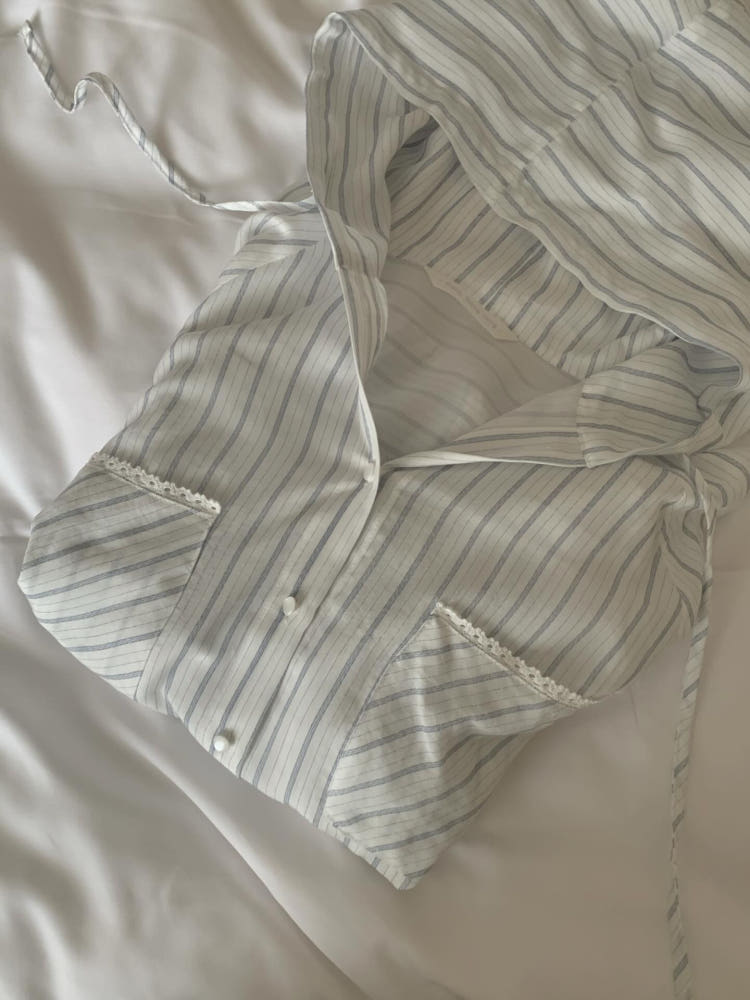 * Hooded Stripe Rayon Shirt