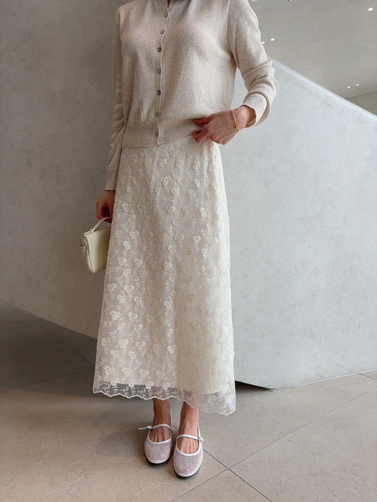 *Floral Lace Long Skirt