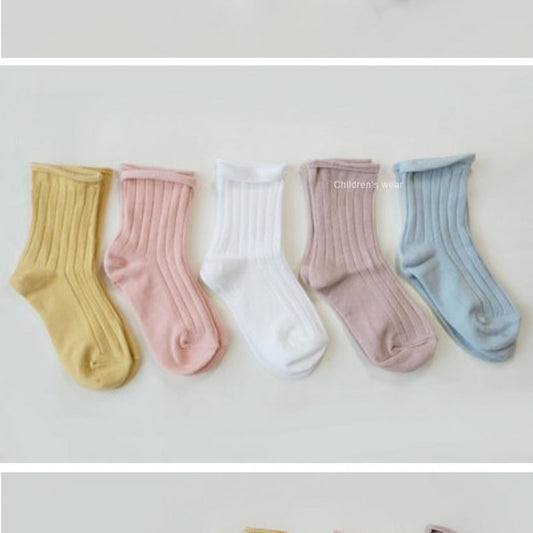 Roll Top Ribbed Socks (5pairs/set)