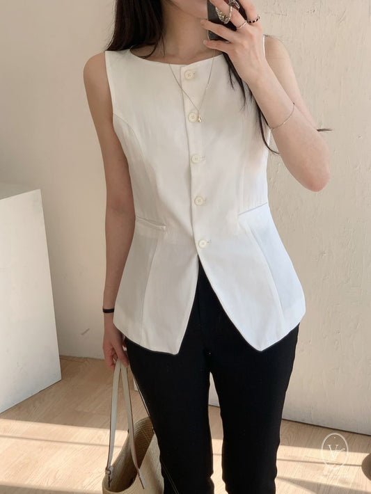 * Linen Blend Summer Vest