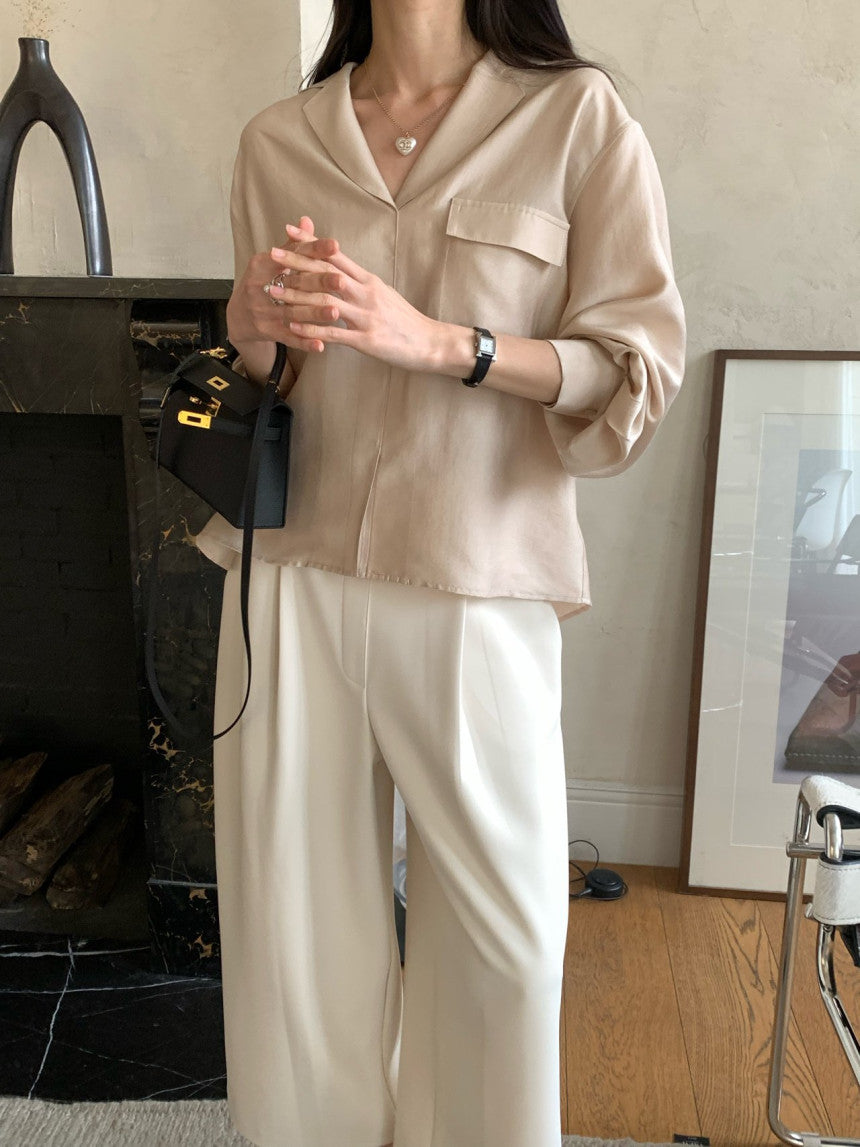 *실키 포켓 블라우스