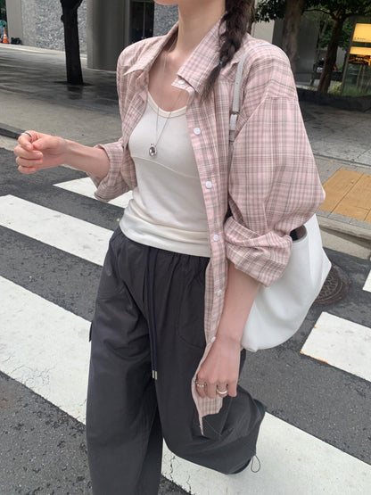 * Autumn Check Oversized Shirt