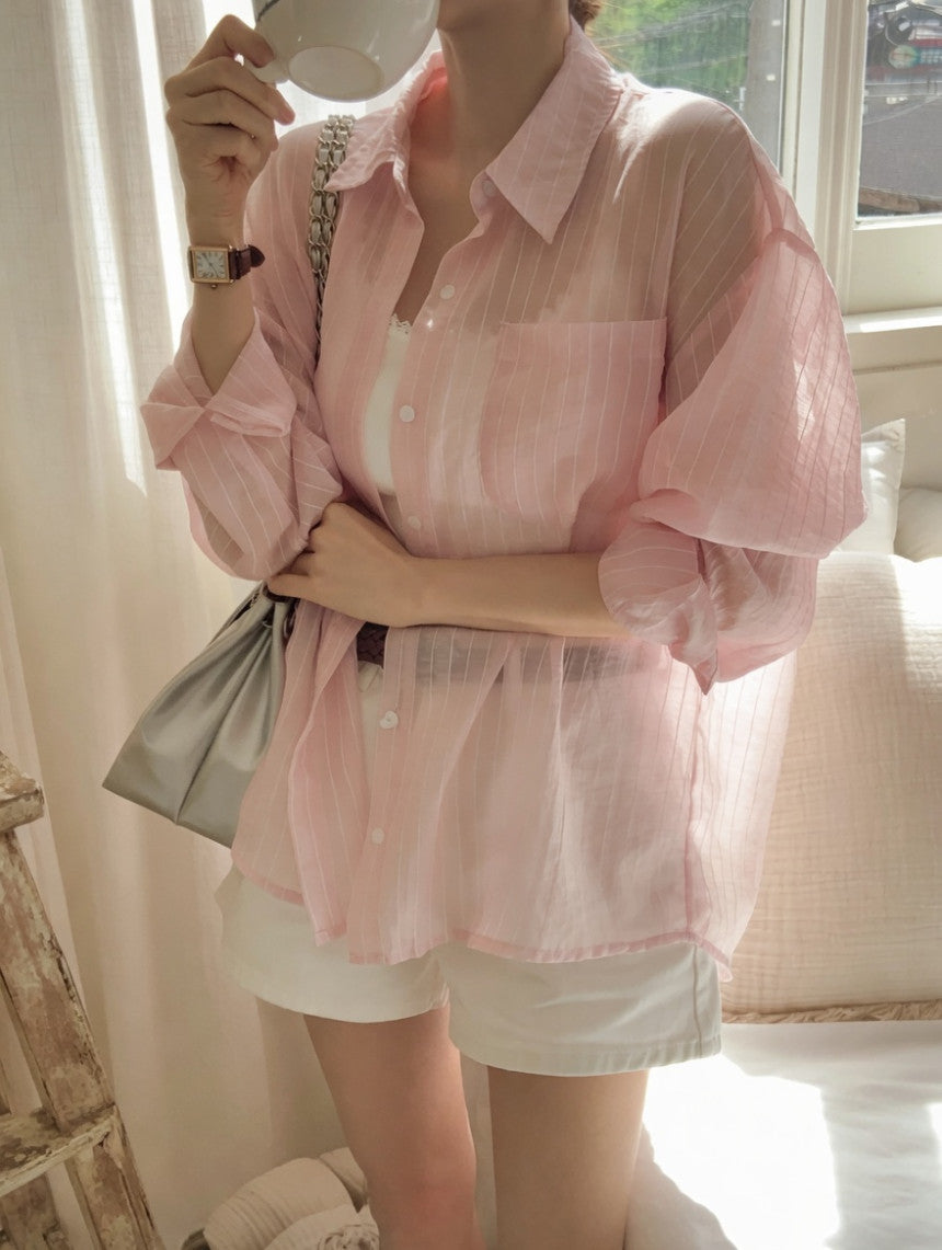 * Tencel Rayon Sheer Shirt