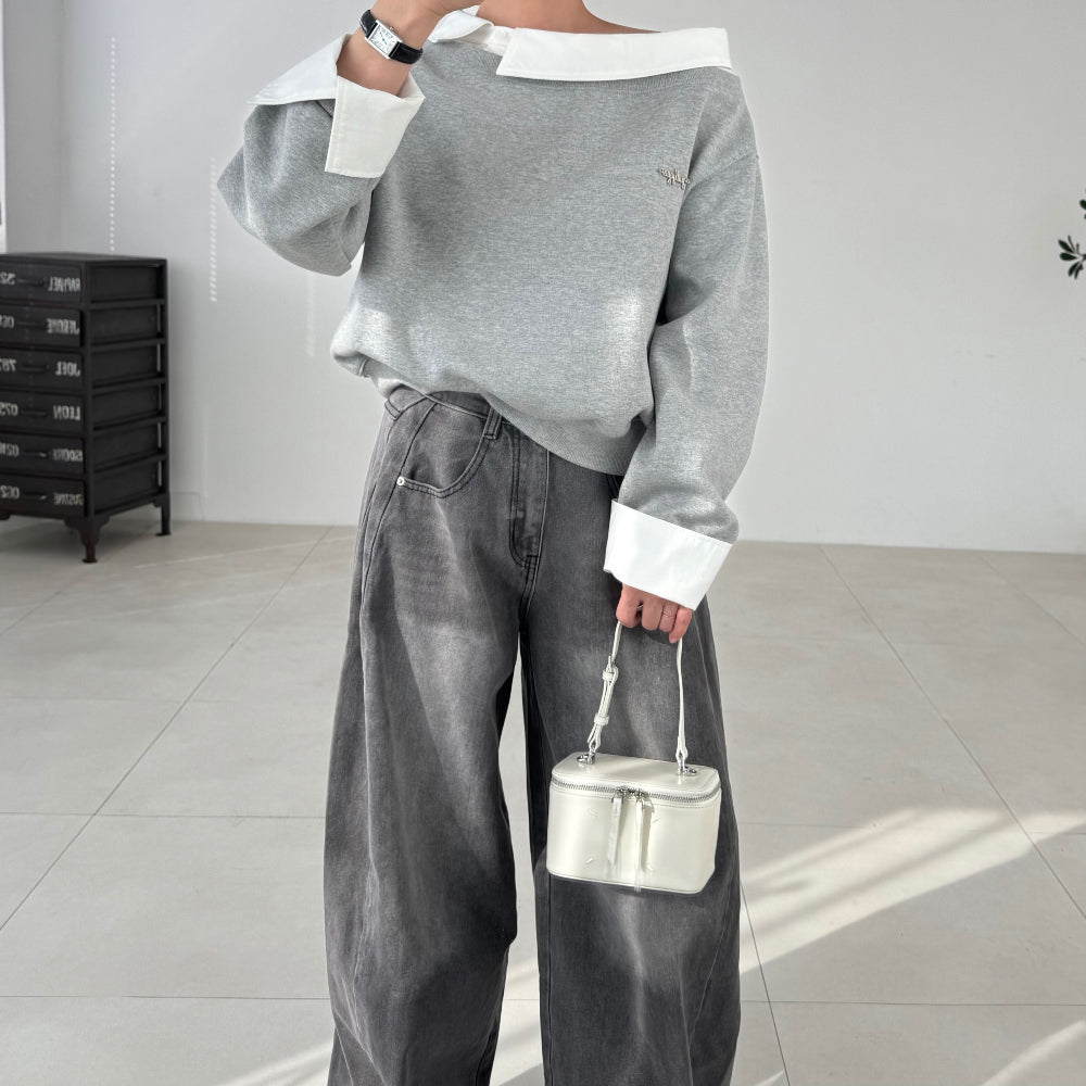 Layered Off-Shoulder Sweatshirt