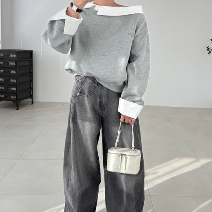 Layered Off-Shoulder Sweatshirt