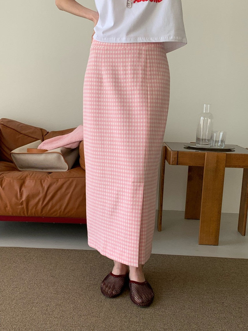 *Daily Check Long Skirt